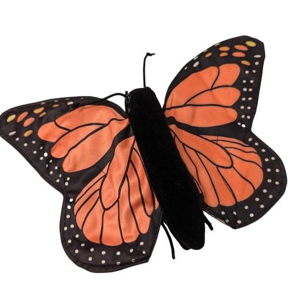 BUTTERfly Puppet Satin Velvet Monarch Flyer 15x10 Orange Black Toy - Picture 6 of 8